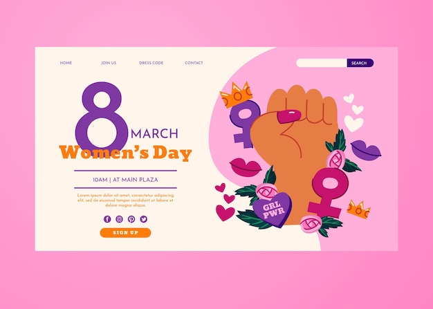 Free vector womens day landing page in cartoon style