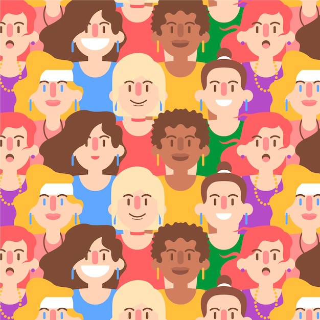 Free vector womens day pattern with women faces