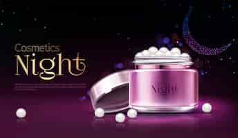 Free vector womens night cosmetics product advertising banner, promotion poster.