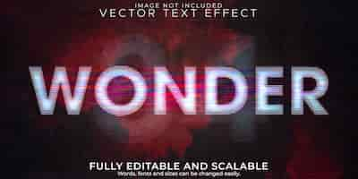 Free vector wonder cinema text effect, editable retro and glitch text style