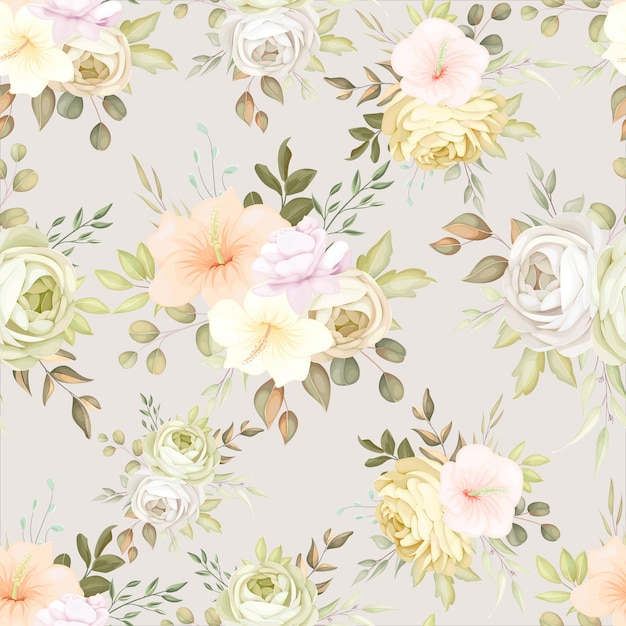 Free vector wonderful autumn fall floral seamless pattern