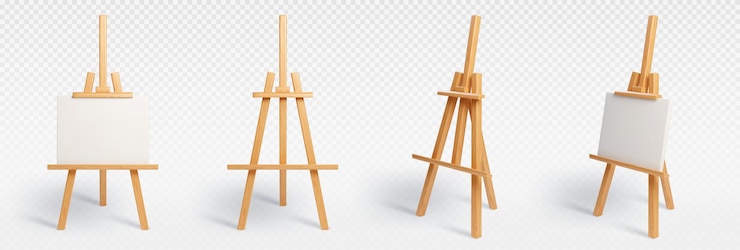 Free Vector wood easel stand with art board isolated vector