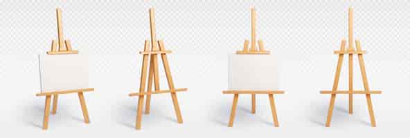 Free vector wood easel stand with art board isolated vector