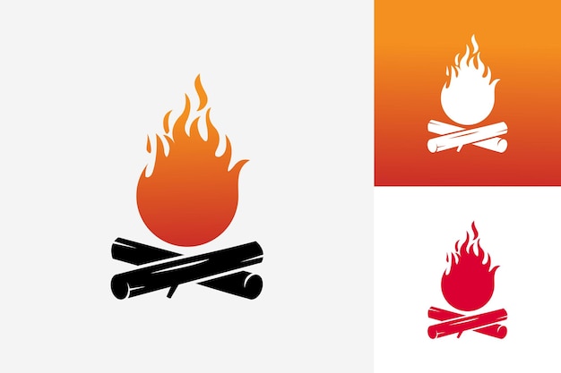 Wood fire logo template design vector, emblem, design concept, creative symbol, icon