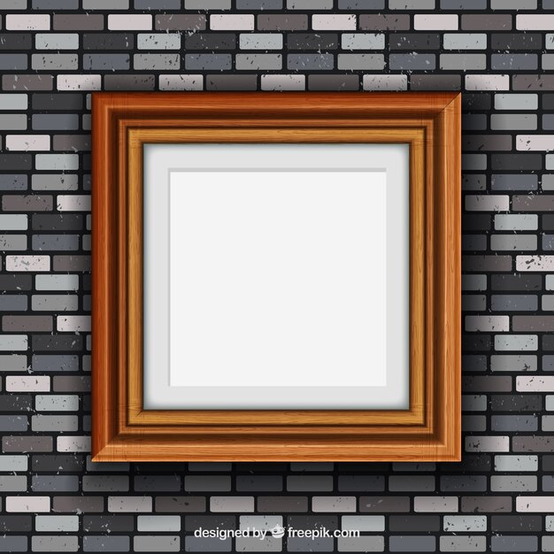 Wood frame on brick wall