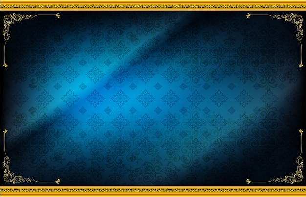 Wood frame on pattern drak blue background