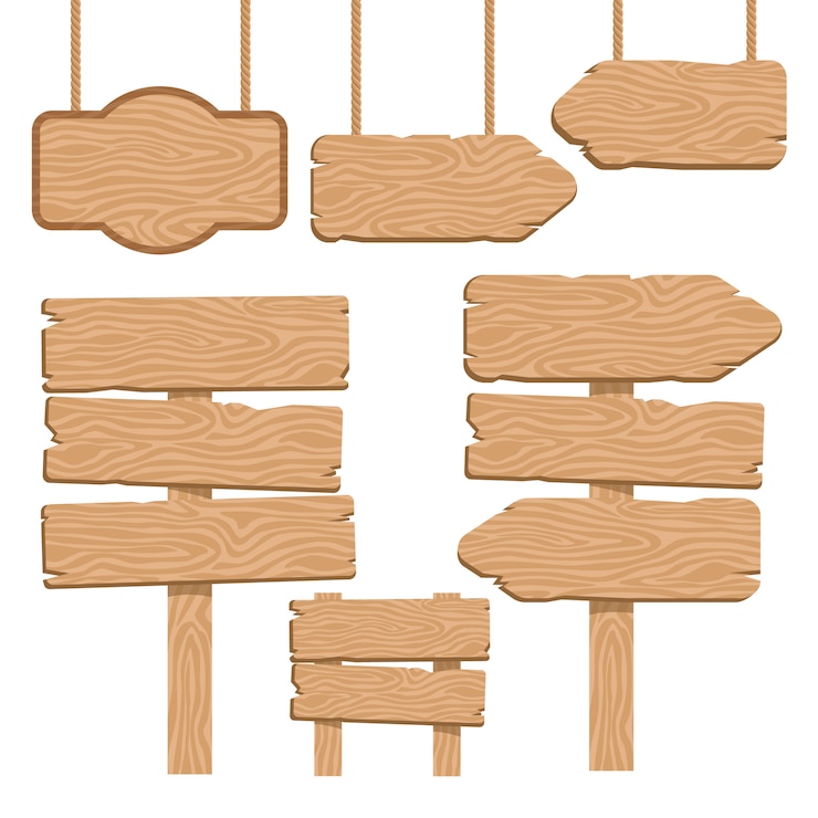 Free Vector wood guidepost decorative elementss set
