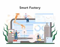 Vettore gratuito servizio o piattaforma online per l'industria del legno e la produzione di carta processo di registrazione e lavorazione del legno produzione forestale fabbrica intelligente illustrazione vettoriale piatta