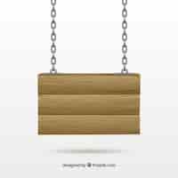 Free vector wood sign hanging on a chain