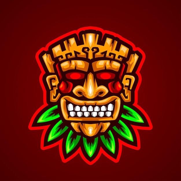 Wood tiki mask culture vector