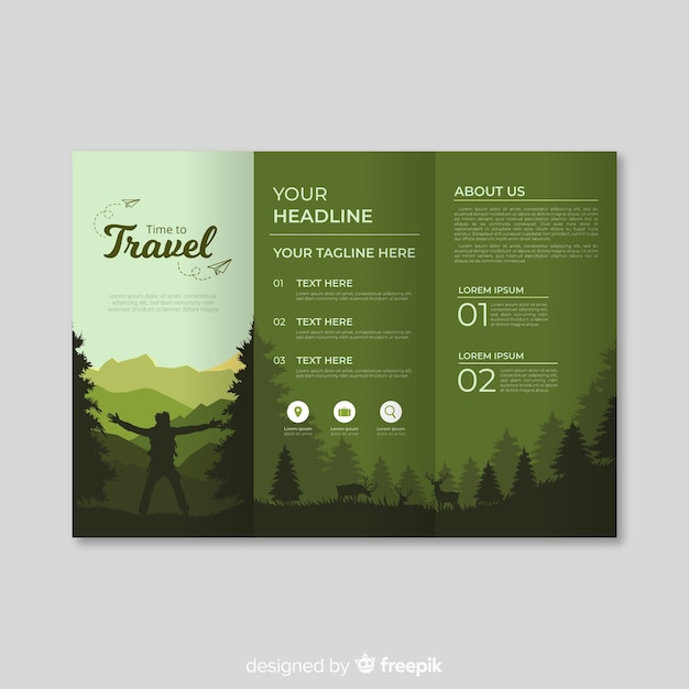 Free vector wood travel trifold brochure