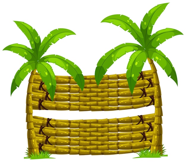 Wooden background with two coconut trees