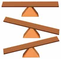 Free vector wooden balance scale or seesaw set