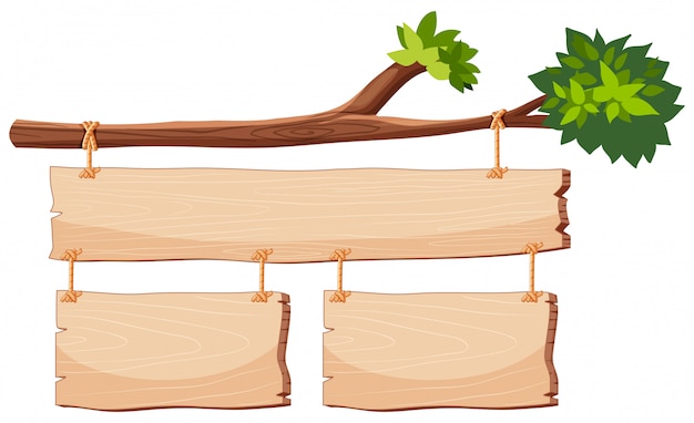 Free vector wooden banner on tree branch