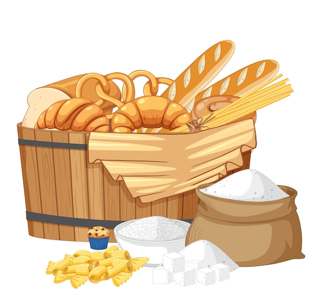 Wooden Barrel Containing Flour Bakery Pasta Carbs Food