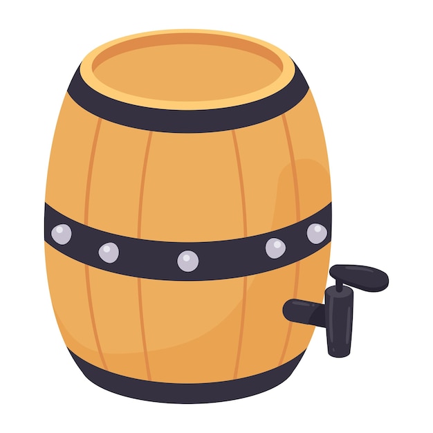 Free vector wooden barrel with tap icon