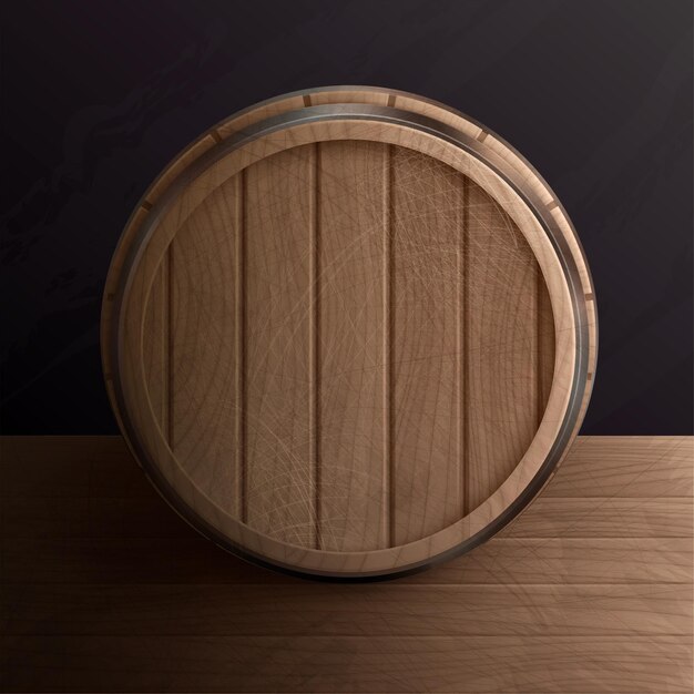 Деревянная бочка на деревянном столе