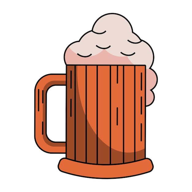 wooden beer mug icon isolated