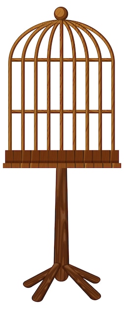 Free vector wooden bird cage on stand