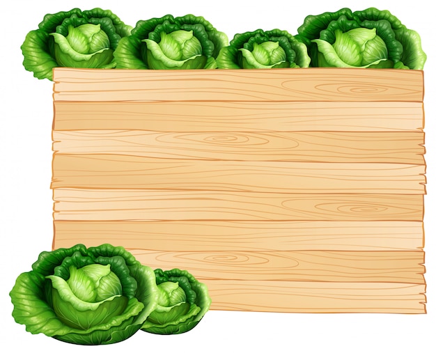 Free vector wooden board and cabbages