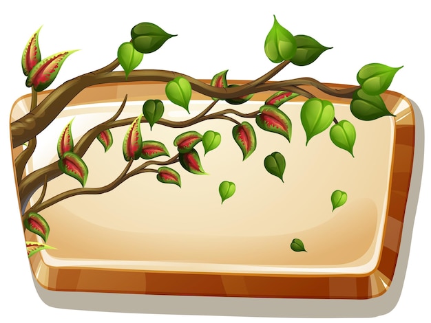 Wooden board template with tree branch