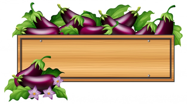 Free vector wooden board with eggplants