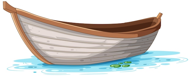 Free vector wooden boat on water surface