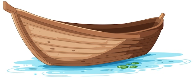 Free vector wooden boat on water surface