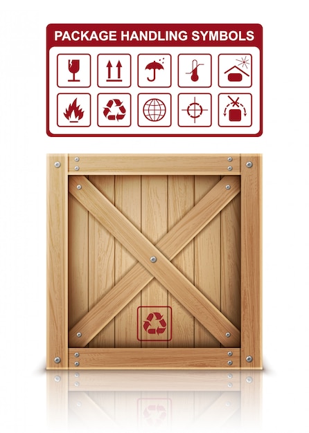 Wooden box and package symbols