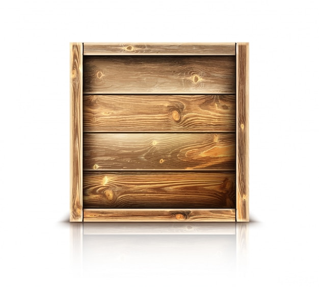Бесплатное векторное изображение Деревянная коробка, реалистичный закрытый деревянный ящик для груза