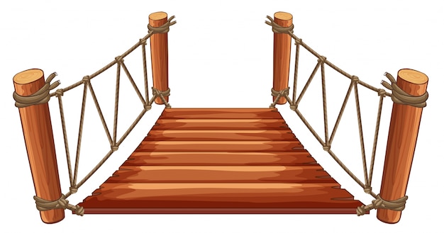 Free vector wooden bridge with rope attached