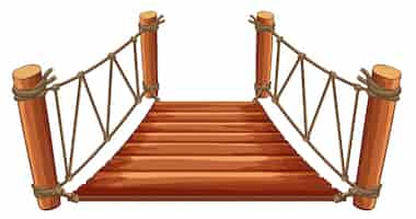 Free vector wooden bridge with rope attached