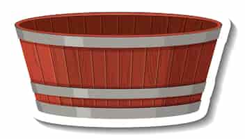 Free vector a wooden bucket on white background