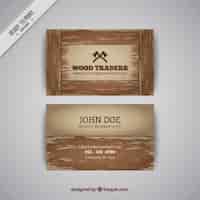 Free vector wooden business card in brown tones