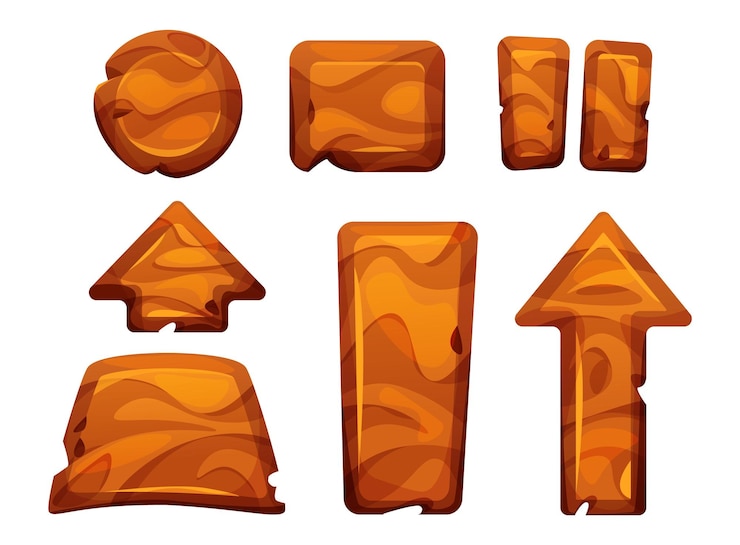 Free Vector wooden buttons and arrows for game interface
