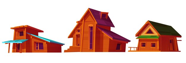 Деревянная каюта клипарт горный лес деревенская хижина изолирована на белом фоне Шале гостиничный дом группа здания внешний вид с оконной крышей и верандой Маленькая сельская хижина png иллюстрация коллекция