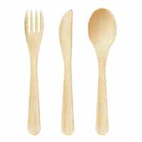 Free vector wooden cutlery set