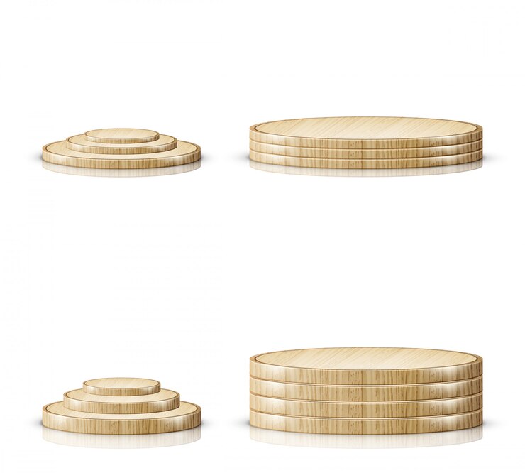 Free Vector wooden cutting board tray, realistic podium stage
