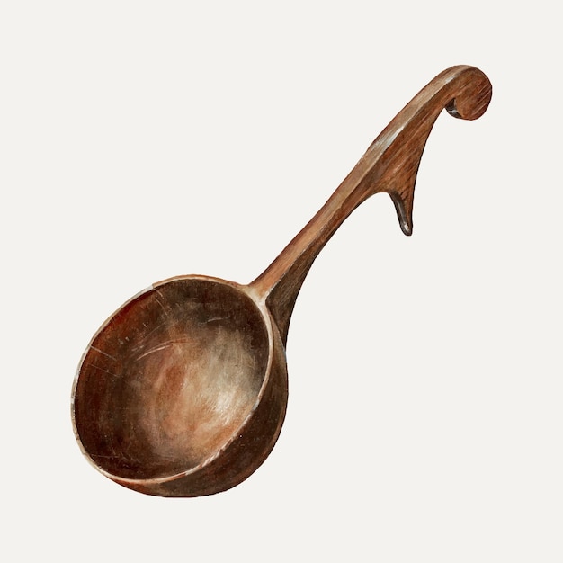 Wooden dipper illustration vector, remixed from the artwork by Elmer Weise