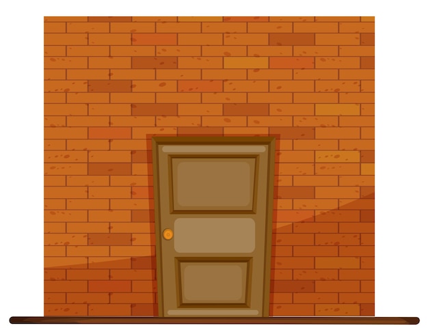 Бесплатное векторное изображение Деревянная дверь на кирпичной стене