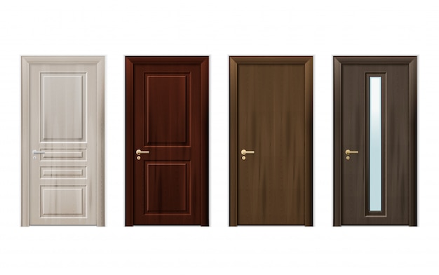 Wooden Doors Design Icon Set 