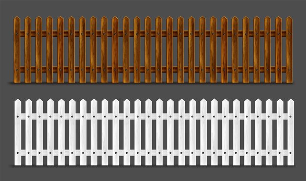 木製の柵の柵の柵または手すり