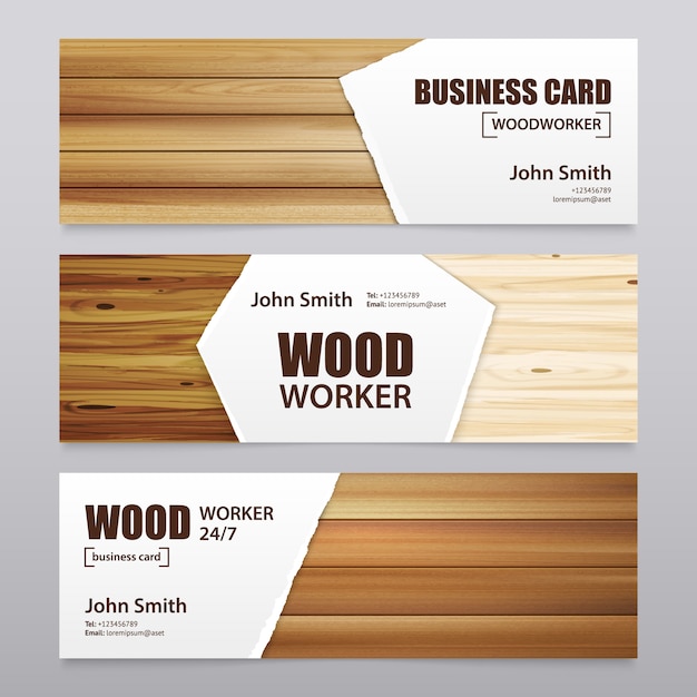 Free vector wooden finishing horizontal banners