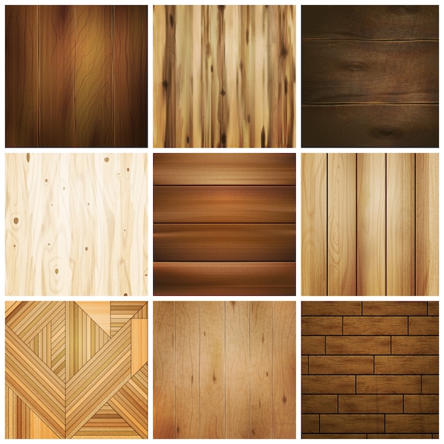 Бесплатное векторное изображение Набор деревянных напольных плиток