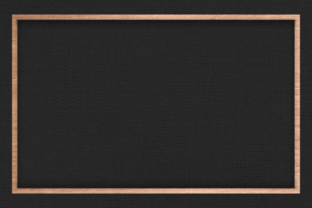 Wooden frame on black fabric textured background