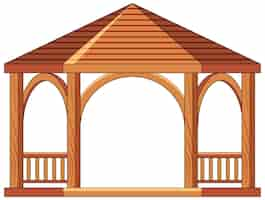 Free vector wooden gazebo isolated on white background