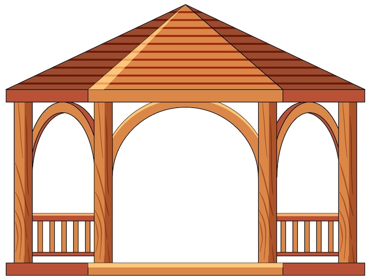 Free Vector wooden gazebo isolated on white background
