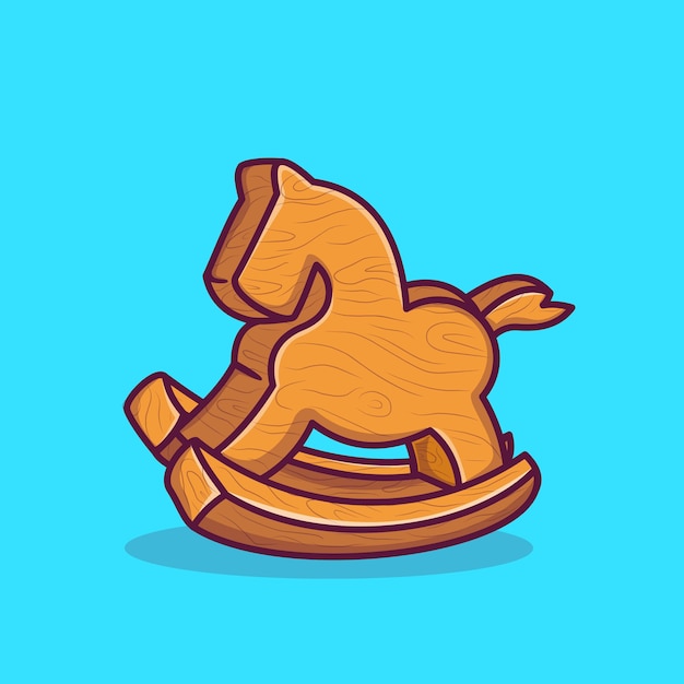 Icona di vettore del fumetto del giocattolo del cavallo di legno. concetto dell'icona dell'oggetto di design isolato vettore premium. stile cartone animato piatto