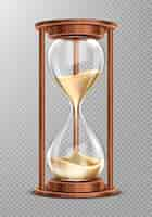 Free vector wooden hourglass with falling sand