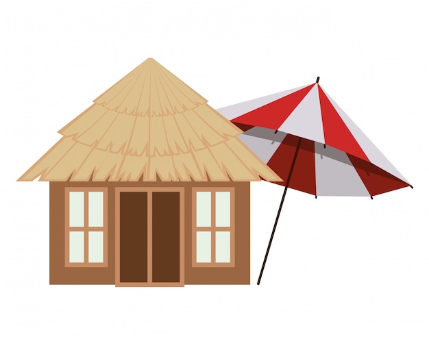 Free vector wooden house on the beach